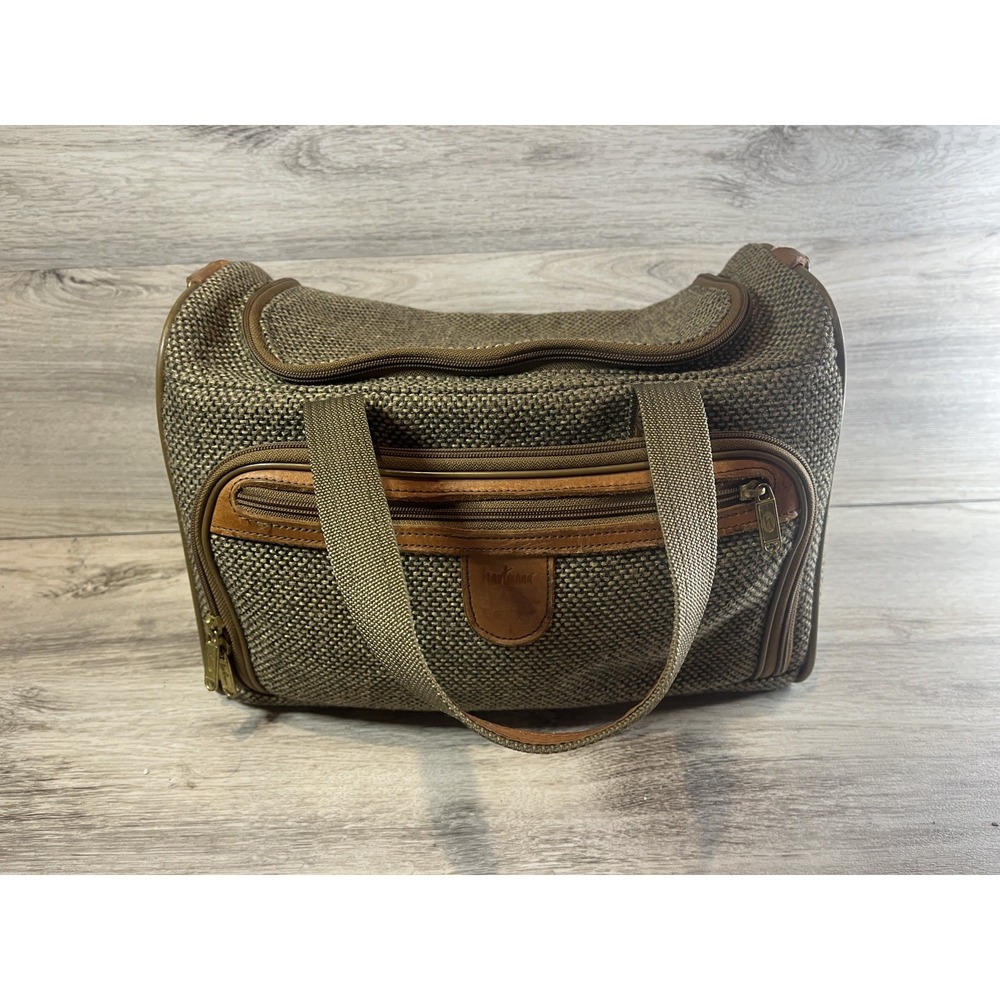 VTG Hartmann‎ Tweed Carry-On Duffle Bag Travel Weekender Luggage Leather